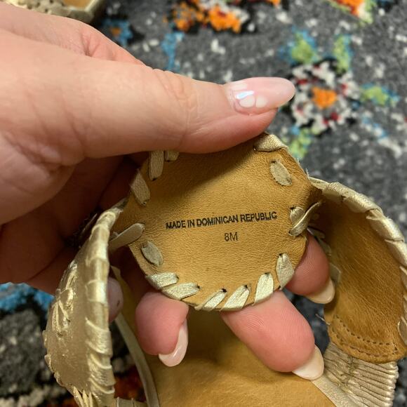 Jack Rogers Shelby Wedges Wedged Sandals Gold Leather Size 8 - Picture 6 of 7